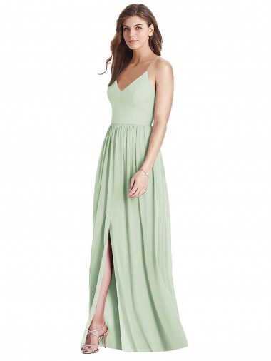 Cheap Criss Cross Strap Backless Maxi Long Chiffon Bridesmaid Dress