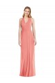 V-Neck Halter Chiffon Maxi Bridesmaid Dress Open Back