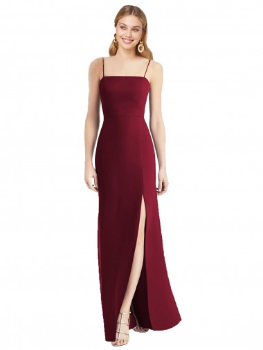 Cheap Tie-Back Cutout Trumpet Chiffon Bridesmaid Dress with Front Slit