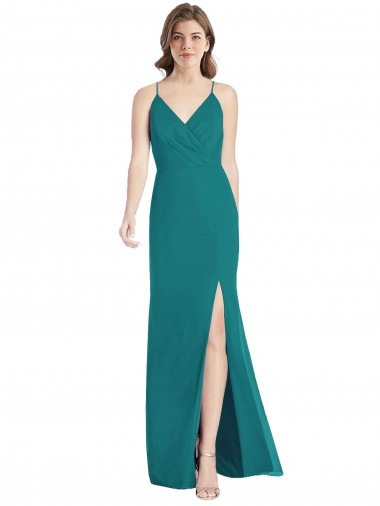 Cheap Criss Cross Back Mermaid Wrap Chiffon Bridesmaid Dress