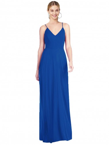 Cheap Criss Cross Back A-Line Chiffon Maxi Bridesmaid Dress