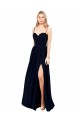 Draped A-Line Chiffon Bridesmaid Dress with Spaghetti Straps and High Slit