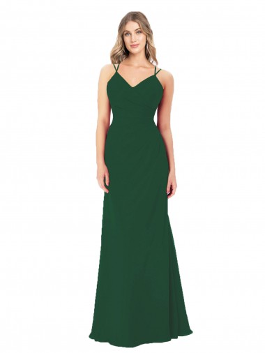 Cheap Criss Cross Strappy Chiffon Bridesmaid Dress