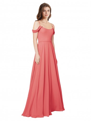 Cheap Draped Off the Shoulder Straps Chiffon Bridesmaid Dress