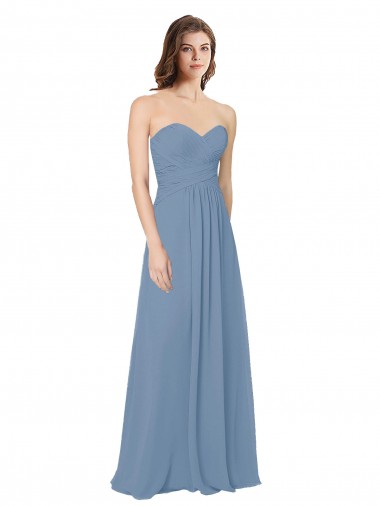 Cheap Chiffon A-Line Wraparound Draping Long Bridesmaid Dress
