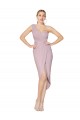 High Low One Shoulder Ruffles V-Neck Chiffon Wrap Bridesmaid Dress