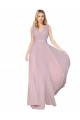 Draped V-Neck Long Chiffon Bridesmaid Dress with Shirred Bodice