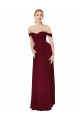 Shirred Sweetheat Neckline Off the Shoulder Long Chiffon Bridesmaid Dress