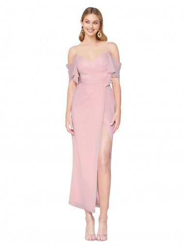 Cheap Mermaid Cold Shoulder Short Knee Length Chiffon Bridesmaid Dress