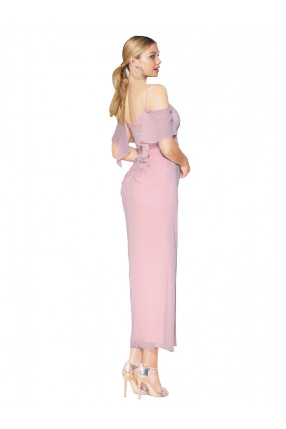 Mermaid Cold Shoulder Short Knee Length Chiffon Bridesmaid Dress