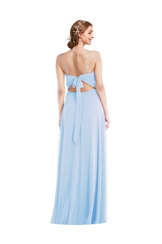 Tie Back Cutout Maxi Bridesmaid Dress with Front Slit