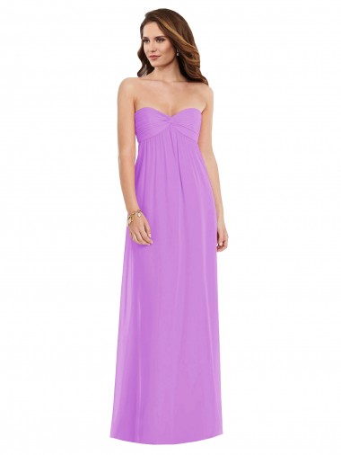 Cheap Empire Waist Twist Shirred Strapless Bridesmaid Dress