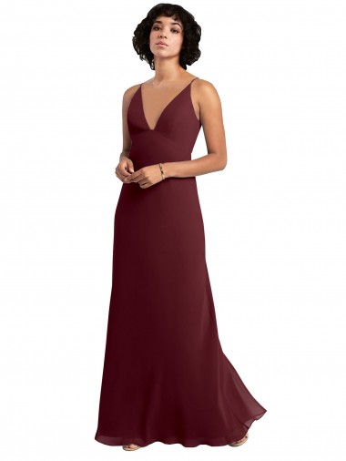 Cheap Notched Neckline Empire Waist Chiffon Slip Bridesmaid Dress