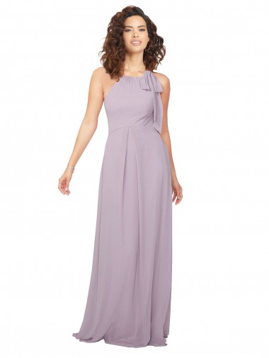 Cheap Halter Neck Bridesmaid Dress with Bow