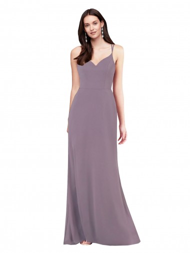 Cheap Simple Floor-Length Chiffon Bridesmaid Dress with Criss-Cross Back