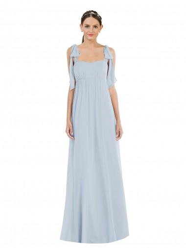 Cheap Tie Shoulder Empire Waist Maxi Bridesmaid Dress