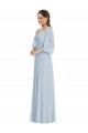Off the Shoulder Puff Sleeve Maxi Bridesmaid Dress with Front Slit