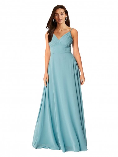 Cheap Draped Empire V-Neck Chiffon Bridesmaid Dress