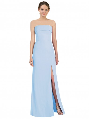 Cheap Strapless Trumpet Chiffon Bridesmaid Dress with Thigh high Slit