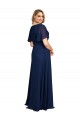 Chiffon V-Neck Short Sleeves Long Bridesmaid Dress with High Slit
