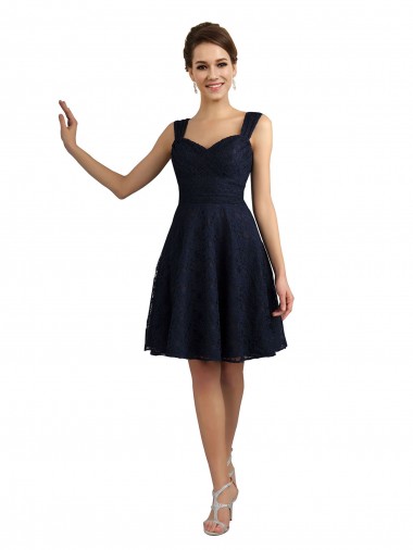 Cheap Lace Bridesmaid Dress with Sweetheart Neckline and Button Back Detail