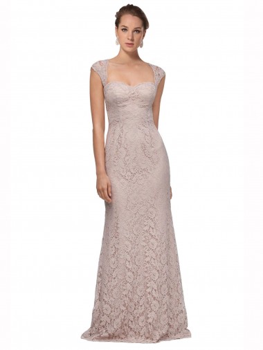Cheap Sweetheart Neckline Cap Sleeves Lace Bridesmaid Dress with Twist
