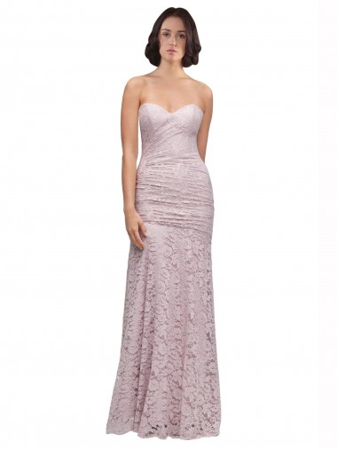 Cheap Floor Length Long Mermaid Lace Bridesmaid Dress with Low Back