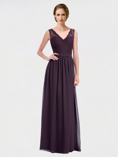 Cheap V-Neck Bridesmaid Dress with Corded Lace Bodice