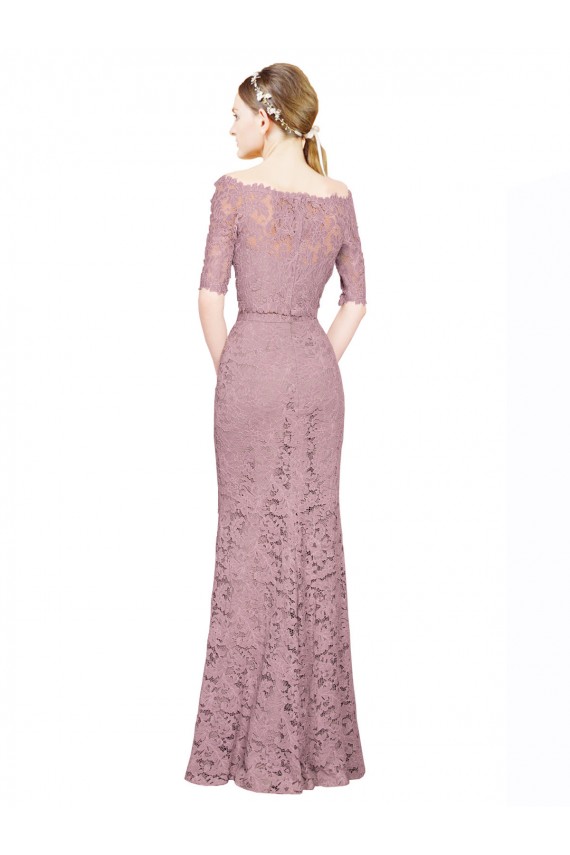 Short Sleeves Crop Top Mermaid Lace Bridesmaid Dress