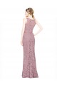 Sleeveless Crop Top High Neck Mermaid Lace Bridesmaid Dress
