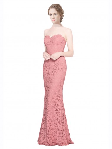 Cheap Fitted Sweetheart Mermaid Lace Bridesmaid Dress