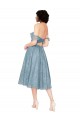 Off the Shoulder Sweetheart Chantilly Lace Midi Length Bridesmaid Dress