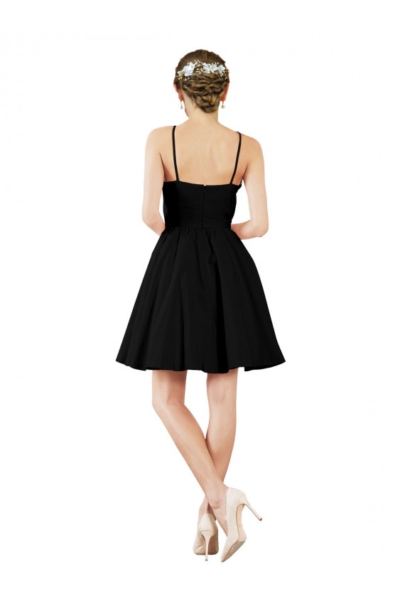 Halter Neck Short Knee Length Satin Bridesmaid Dress