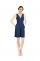 Deep V-Neck Short Knee Length Satin Bridesmaid Dress with Slimming Pleats