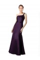 Long Ruched Neckline One Shoulder Satin Bridesmaid Dress