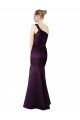 Long Ruched Neckline One Shoulder Satin Bridesmaid Dress
