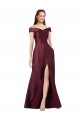 Long Off the Shoulder Satin Bridesmaid Dress with Thigh-high Slit