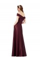 Long Off the Shoulder Satin Bridesmaid Dress with Thigh-high Slit