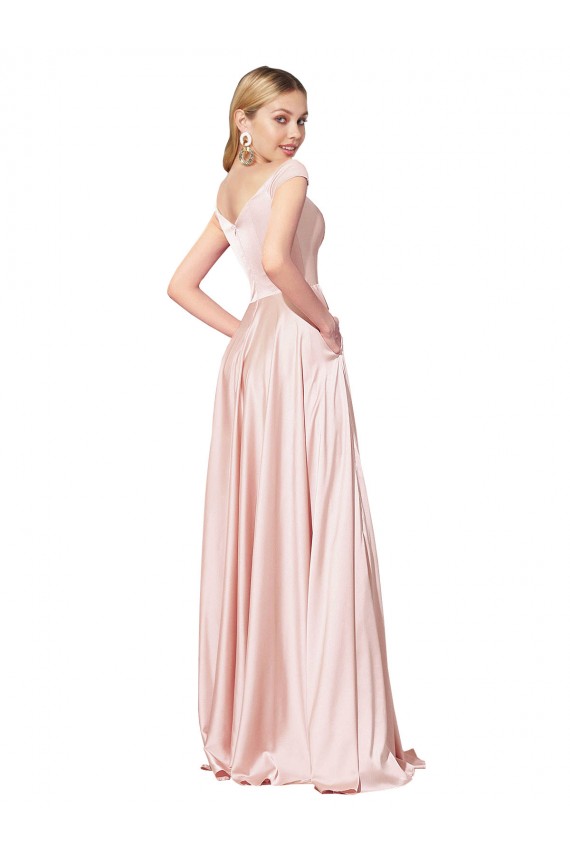 A-Line Off the Shoulder Sweetheart Luxe Satin Bridesmaid Dress