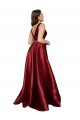 Sleeveless Deep V-Neck A-Line Satin Bridesmaid Dress with Pockets