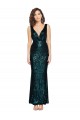 V-Neck Full Length Sequin Bridesmaid Dress with Draped Back