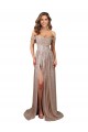 Strapless Scoop Neck Off the Shoulder Long Sequin Bridesmaid Dress with High Slit