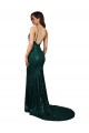 Fishtail Shaped V-Neck Open Back Long Sequin Bridesmaid Dress