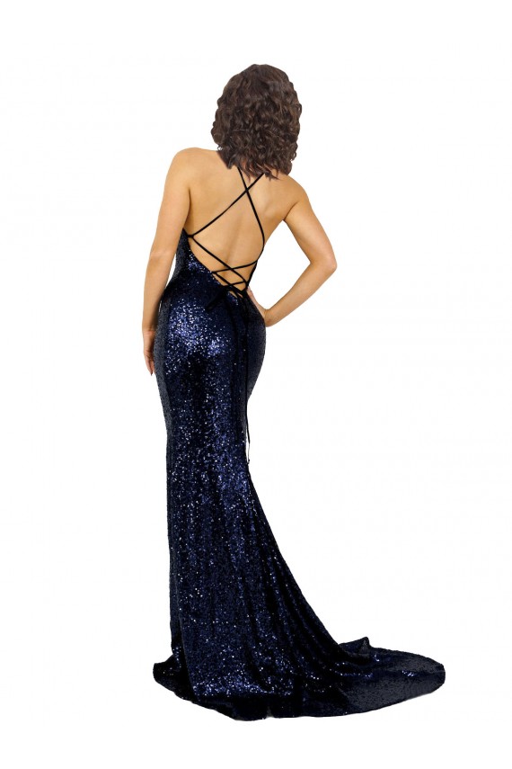 Mermaid V-Neck Low Back Long Sequin Bridesmaid Dress