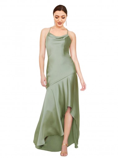 Cheap Silky Satin Bridesmaid Dress with Bias Cut Skirt