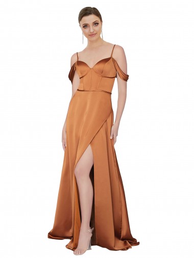 Cheap Silky Satin Bridesmaid Dress with Bustier Bodice