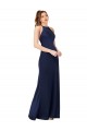 High Neck Satin Bridesmaid Dress with Strappy Back