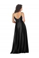 Full Length V-Neckline Silky Satin Bridesmaid Dress with Full Skirt