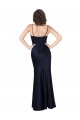 Draped Cowl Neck Silky Satin Bridesmaid Dress with Skirt Slit