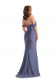 Off the Shoulder Corset Silky Satin Mermaid Bridesmaid Dress with Side Slit